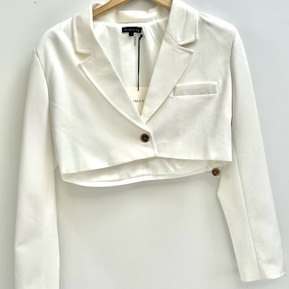 Women's White Cropped Jacket